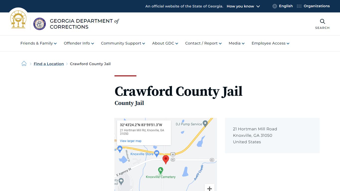 Crawford County Jail | Georgia Department of Corrections